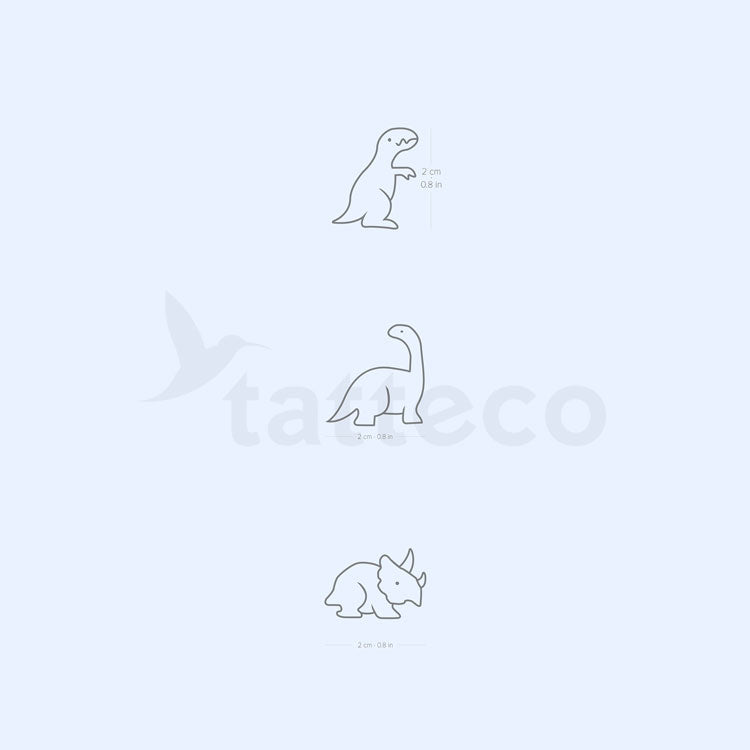 Tatuajes temporales de dinosaurios (2 semanas) - Set de 3x2