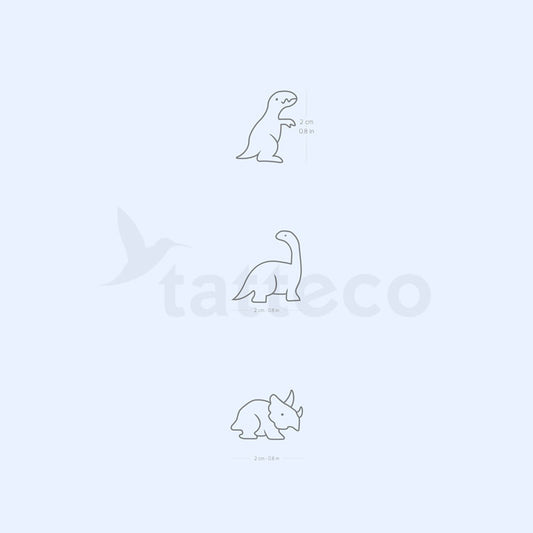 Tatuajes temporales de dinosaurios (2 semanas) - Set de 3x2