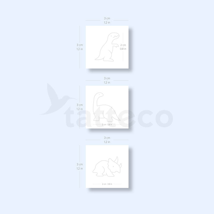 Tatuajes temporales de dinosaurios (2 semanas) - Set de 3x2