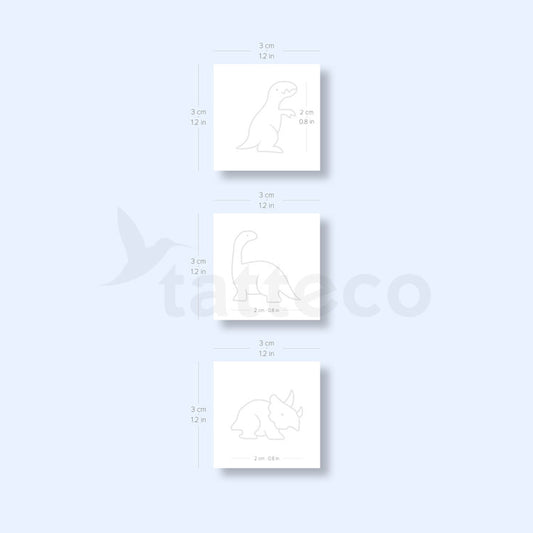 Tatuajes temporales de dinosaurios (2 semanas) - Set de 3x2