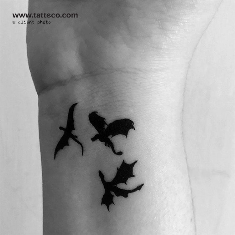 Viserion Dragon Temporary Tattoo - Set of 3