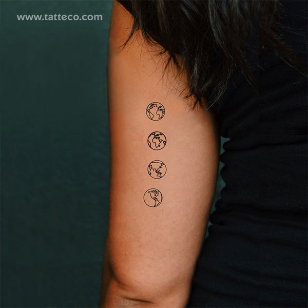 Small Planet Earth Temporary Tattoos (Set of 4x3)