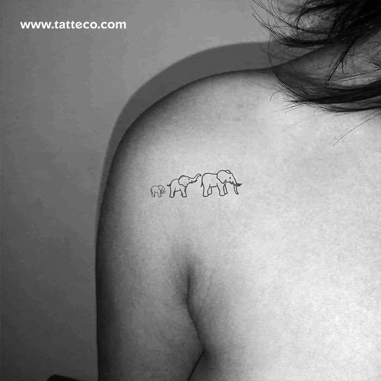Elephant Family Temporary Tattoo - Set of 3