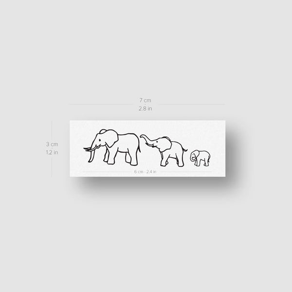 Elephant Family Temporary Tattoo - Set of 3