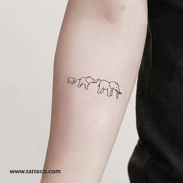 Elephant Family Temporary Tattoo - Set of 3
