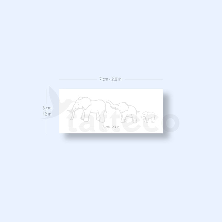 Tatuaje temporal de familia de elefantes (2 semanas) - Juego de 2