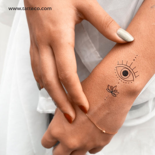 Tatuaje temporal de ojo y loto de 1991.ink - Juego de 3