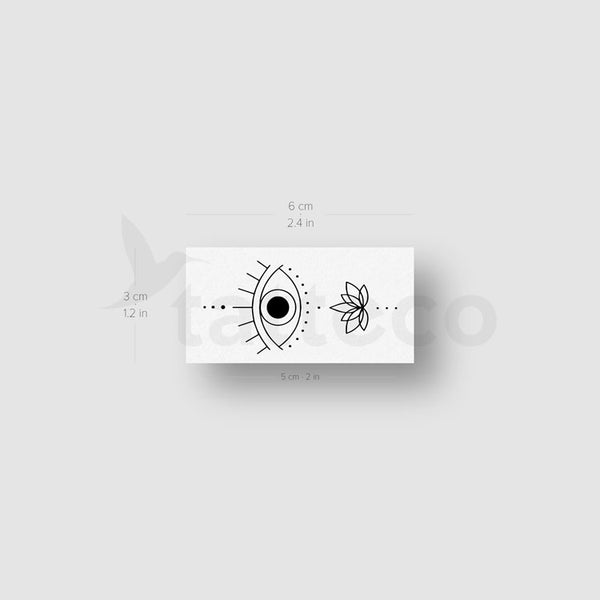 Eye And Lotus Temporary Tattoo by 1991.ink - Set of 3