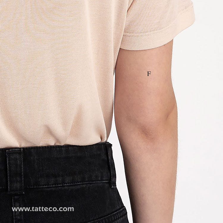 F Serif Capital Letter Temporary Tattoo - Set of 3