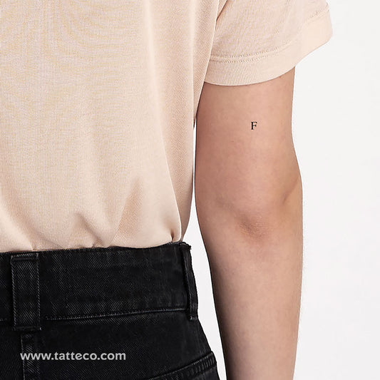 F Serif Capital Letter Temporary Tattoo - Set of 3
