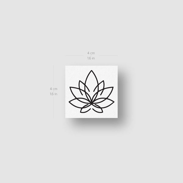 Line Lotus Flower Temporary Tattoo - Set of 3