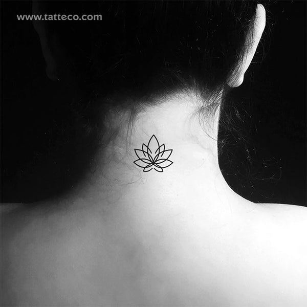 Line Lotus Flower Temporary Tattoo - Set of 3
