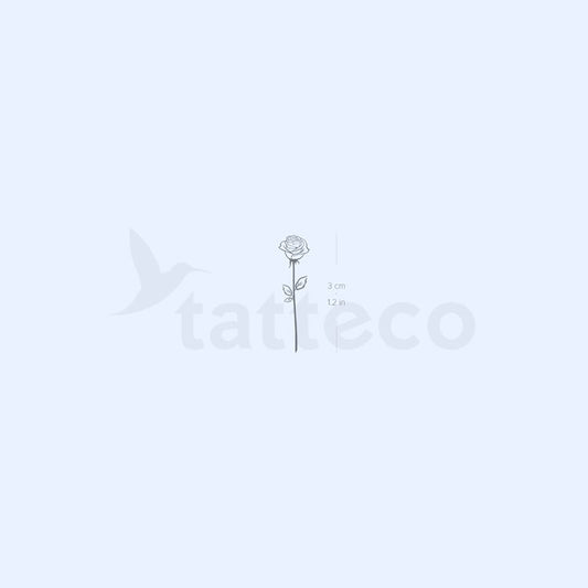 Tatuaje semipermanente de rosa de línea fina - Juego de 2