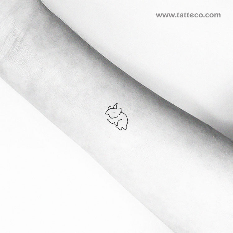 Minimalist Triceratops Temporary Tattoo - Set of 3