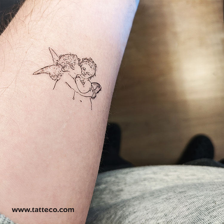 Fine Line Bouguereau's The First Kiss Temporary Tattoo - Set of 3
