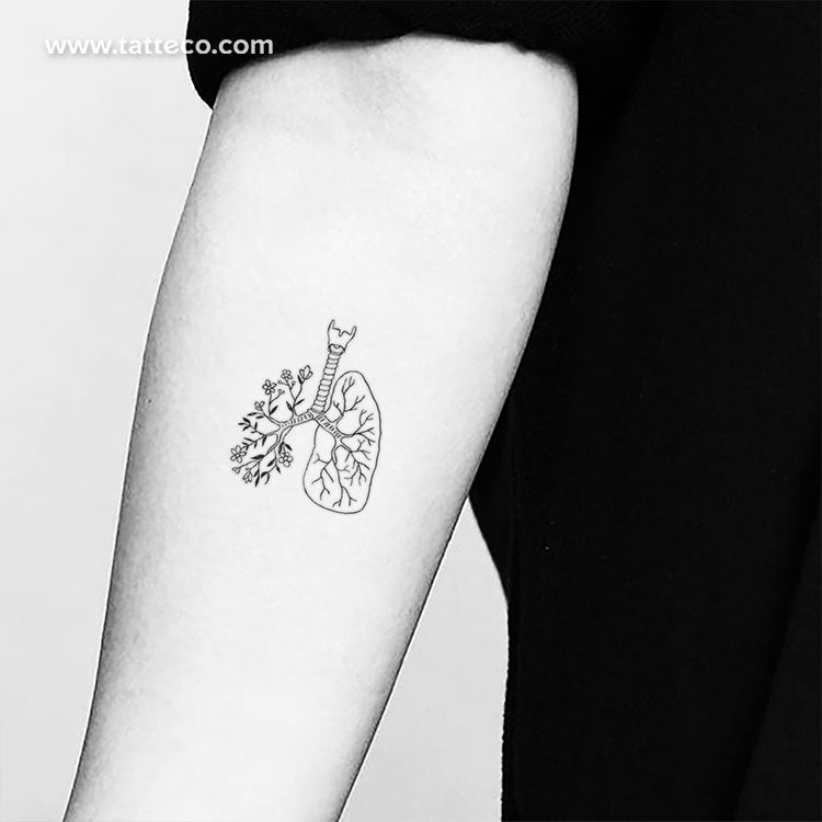 Floral Lungs Temporary Tattoo - Set of 3