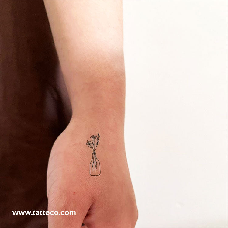Tatuaje temporal "Flores en una botella" de Tukoi - Juego de 3