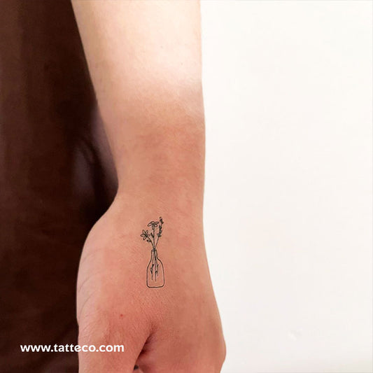Tatuaje temporal "Flores en una botella" de Tukoi - Juego de 3
