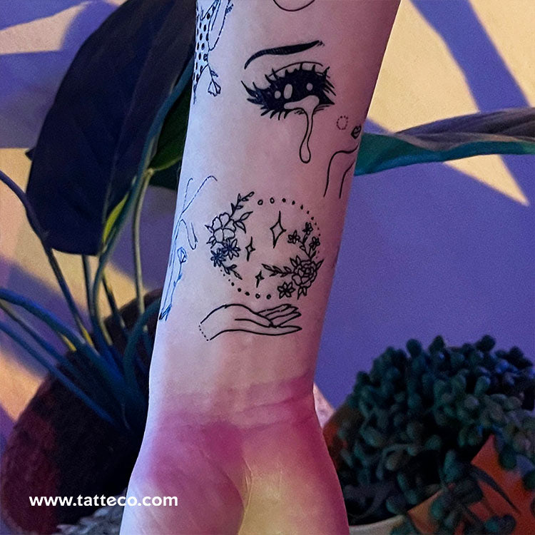 Flower Hand Temporary Tattoo by Tukoi - Set of 3