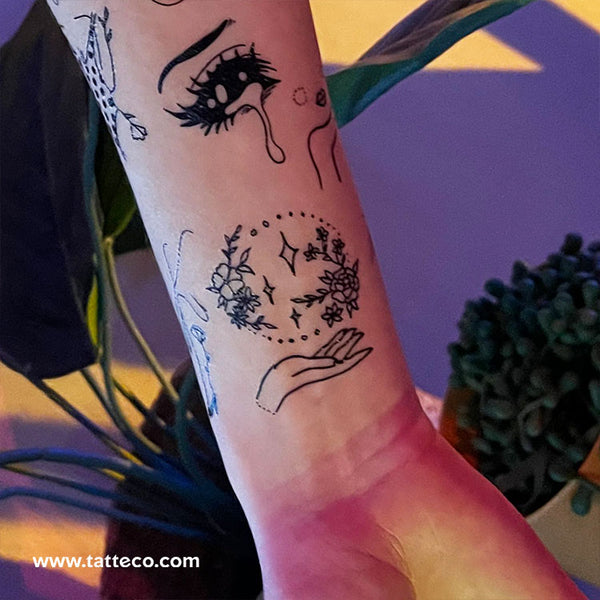 Flower Hand Temporary Tattoo by Tukoi - Set of 3