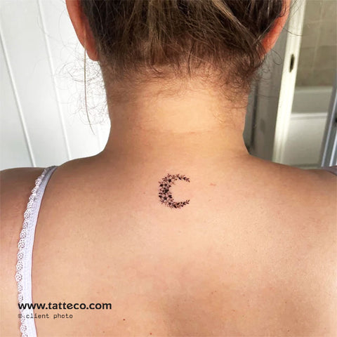 Small Flower Crescent Temporary Tattoo - Set of 3