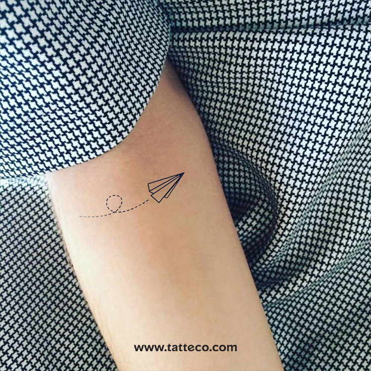 Flying Paper Plane Temporary Tattoo - Set of 3