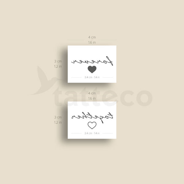 Matching Forever Together Temporary Tattoo - Set of 3+3