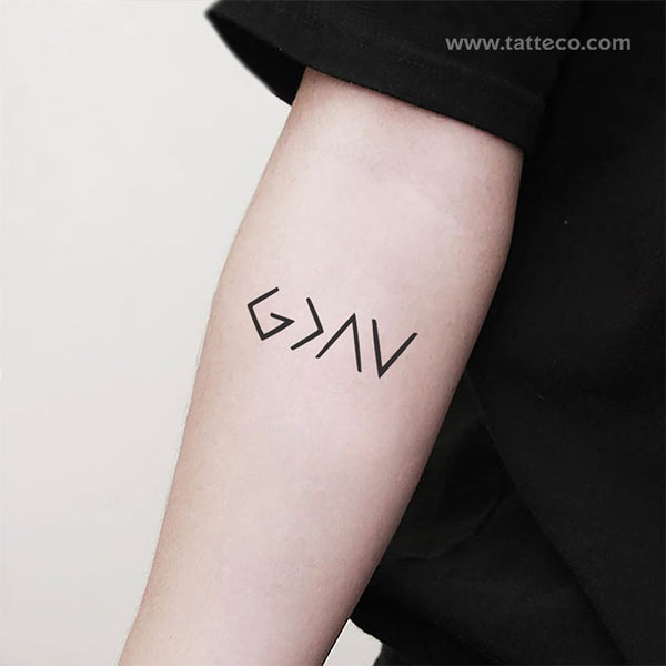 God is Greater Than My Highs and Lows Symbol Temporary Tattoo - Set of 3