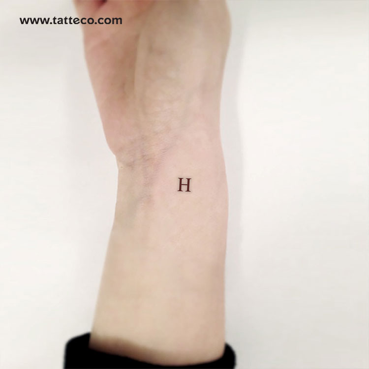H Serif Capital Letter Temporary Tattoo - Set of 3