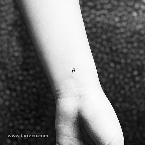 H Serif Capital Letter Temporary Tattoo - Set of 3