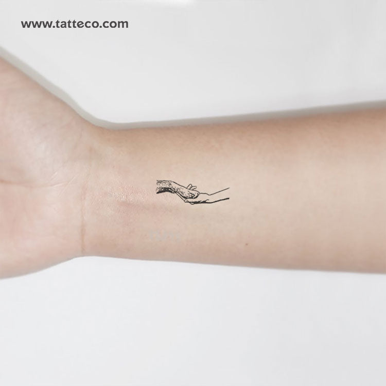 Dog and Human Handshake Temporary Tattoo - Set of 3