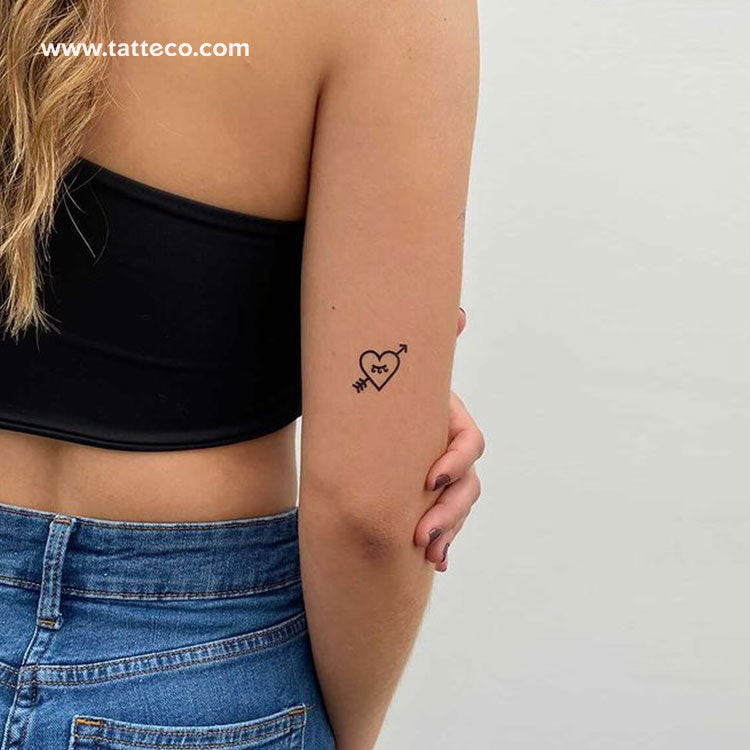 Tatuaje temporal de corazón y flecha de 1991.ink (juego de 3)