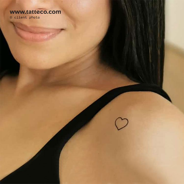 Minimalist Heart Outline Temporary Tattoo - Set of 3