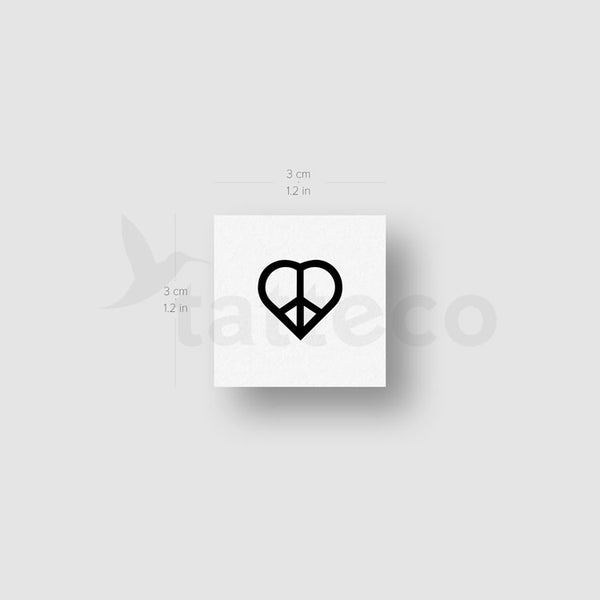 Peace & Love Symbol Temporary Tattoo - Set of 3