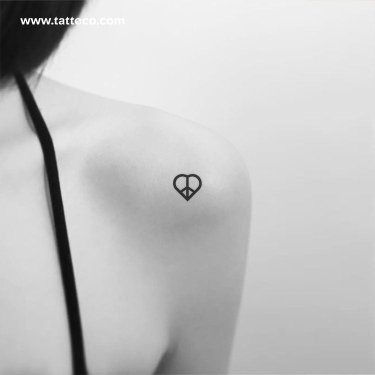 Peace & Love Symbol Temporary Tattoo - Set of 3