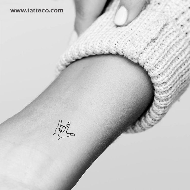 I Love You Sign Language Gesture Temporary Tattoo - Set of 3