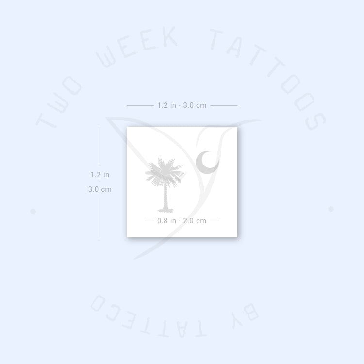 Small South Carolina Palm Tree And Crescent Semi-Permanent Tattoo - Set of 2