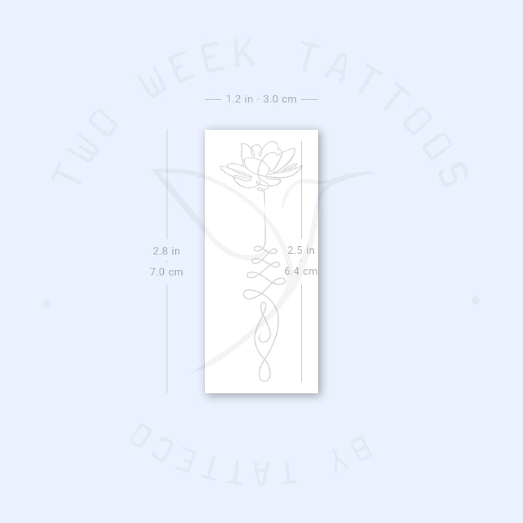 Continuous Unalome Lotus Semi-Permanent Tattoo - Set of 2