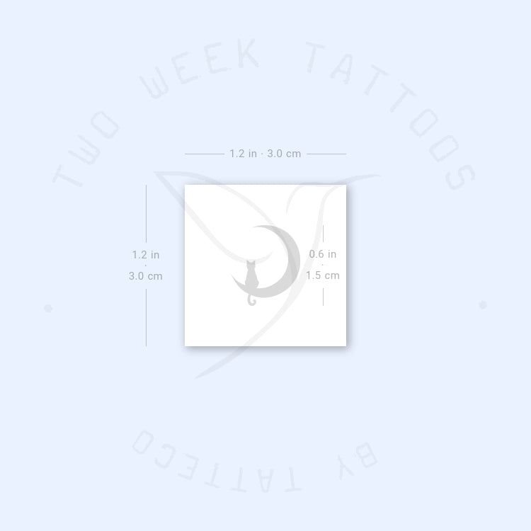 Black Cat And Moon Semi-Permanent Tattoo - Set of 2