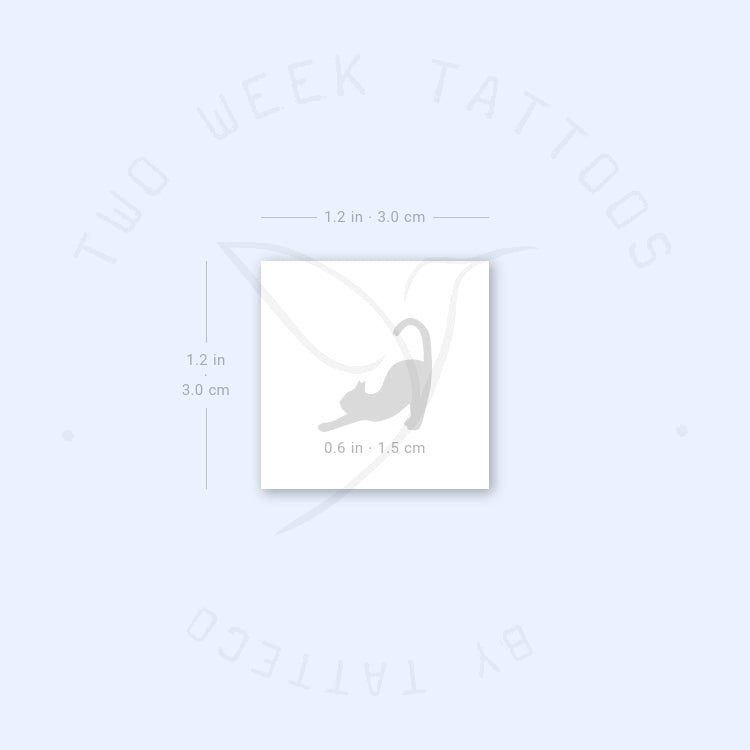 Black Stretching Cat Semi-Permanent Tattoo - Set of 2