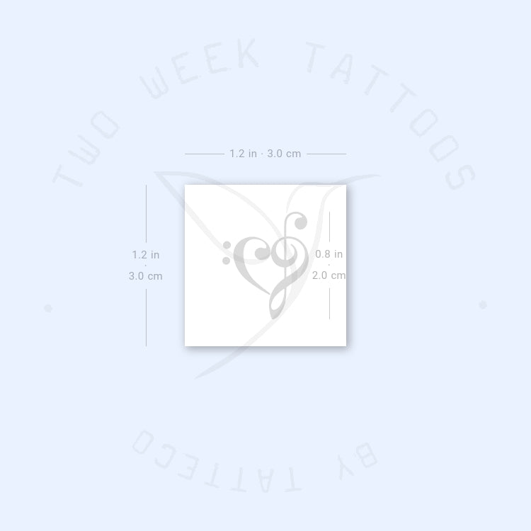 Tatuaje semipermanente de corazón musical pequeño (juego de 2)