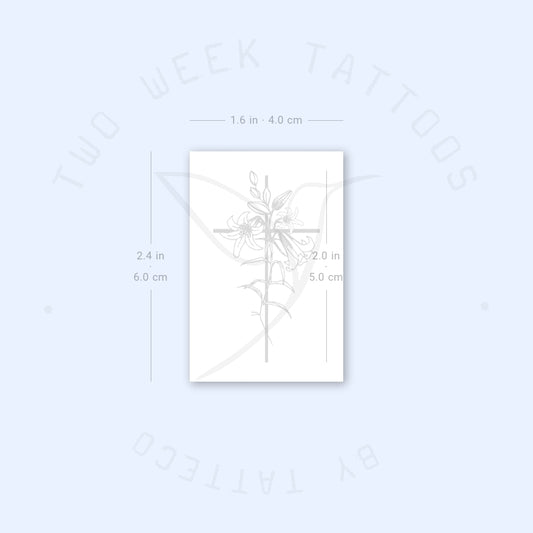 Tatuaje semipermanente de cruz de flores (juego de 2)