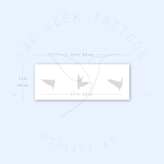Tatuaje semipermanente de tres pájaros voladores (juego de 2)