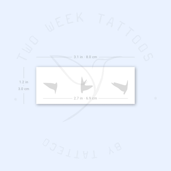 Three Flying Birds Semi-Permanent Tattoo - Set of 2