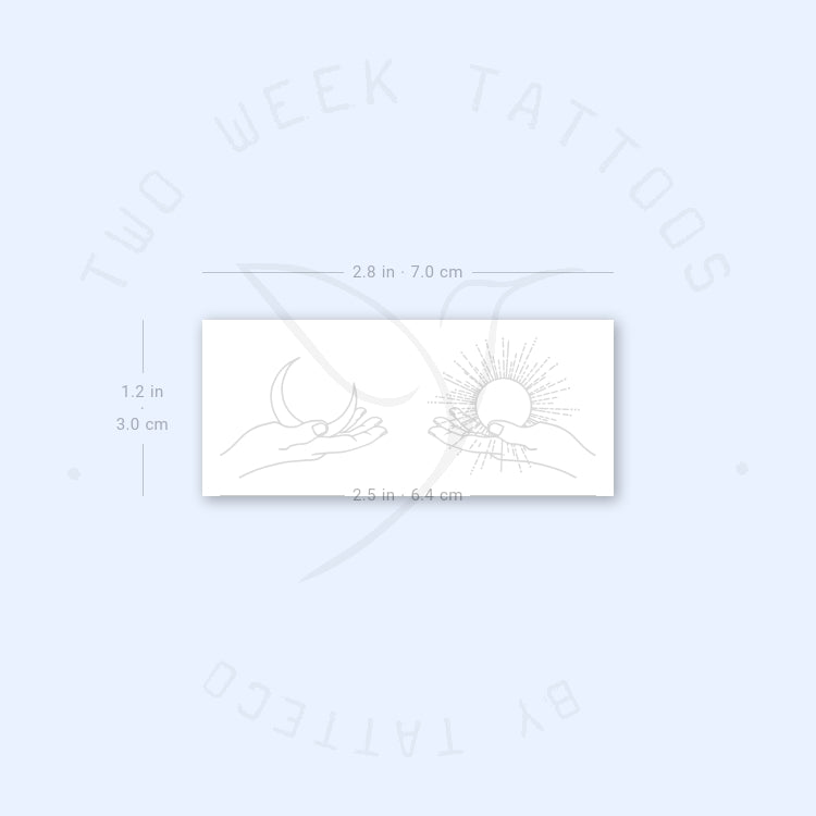 Hand Holding Sun And Moon Semi-Permanent Tattoo - Set of 2
