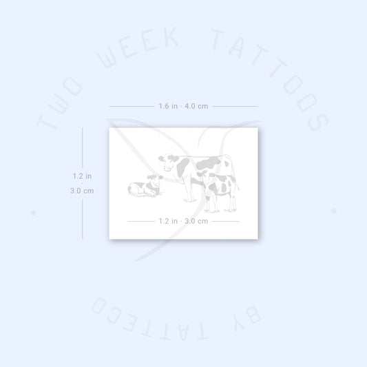 Tatuaje semipermanente de familia de vacas (juego de 2)