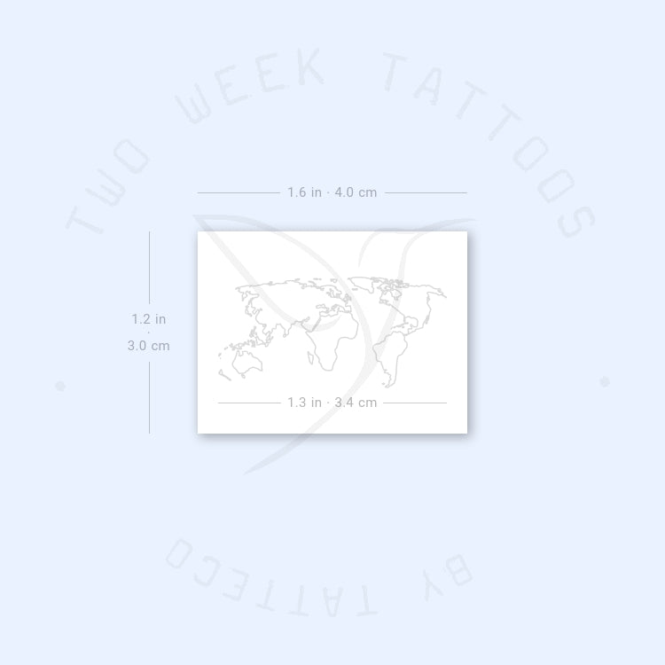 Small World Map Outline Semi-Permanent Tattoo - Set of 2