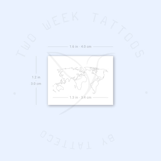 Tatuaje semipermanente de mapa del mundo pequeño (juego de 2)