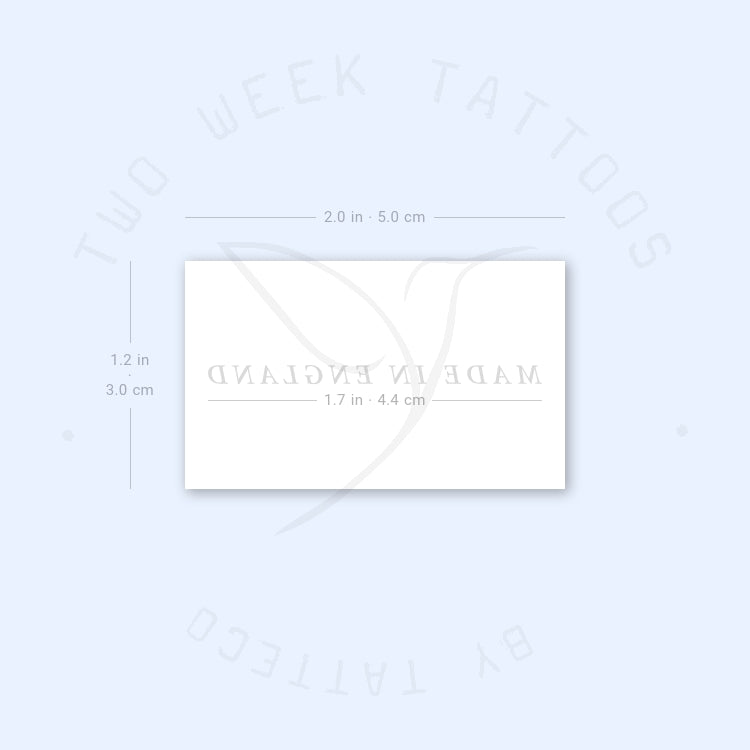 Made In England Semi-Permanent Tattoo - Set of 2