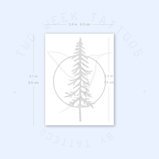 Pine Tree And Full Moon Semi-Permanent Tattoo - Set of 2